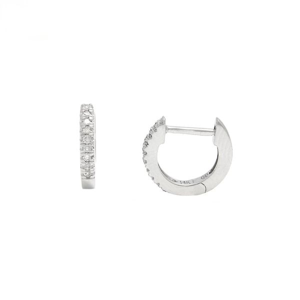 14 Karat White Gold Small Diamond Hoop Earrings Confer’s Jewelers Bellefonte, PA