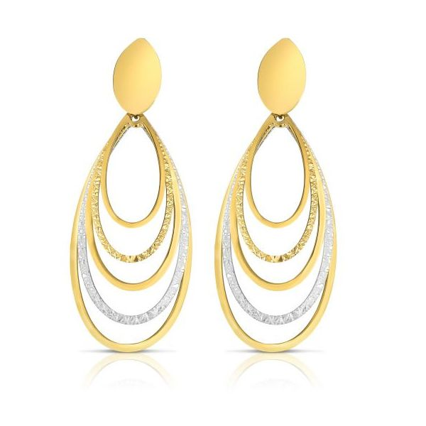 14 Karat Two Tone Diamond Cut & Polished Oval Multi-Layered Dangle Earrings Confer’s Jewelers Bellefonte, PA