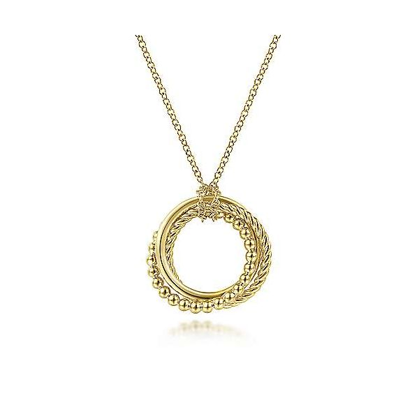 14K Yellow Gold Twisted Rope and Plain Multi Circles Pendant Necklace Confer’s Jewelers Bellefonte, PA