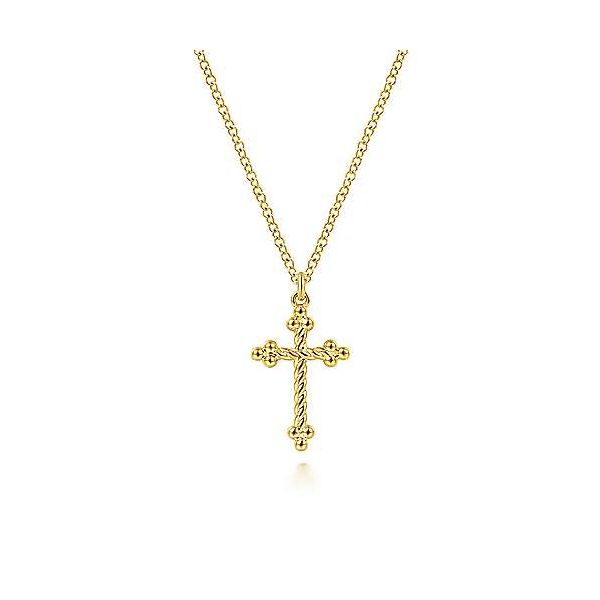 14K Yellow Gold Twisted Rope Cross Pendant Necklace Confer’s Jewelers Bellefonte, PA