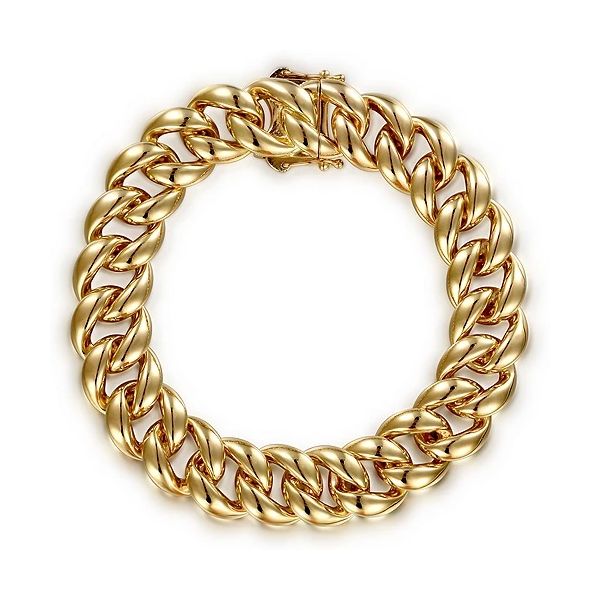 14K Yellow Gold 12mm Width Classic Plain Cuban Tennis Bracelet Confer’s Jewelers Bellefonte, PA