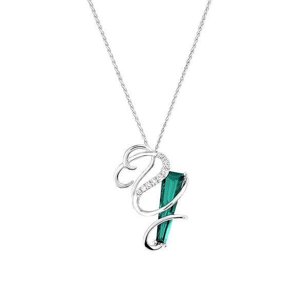 Sterling Silver Lab Created Pariba Tourmaline Initial Pendant Confer’s Jewelers Bellefonte, PA