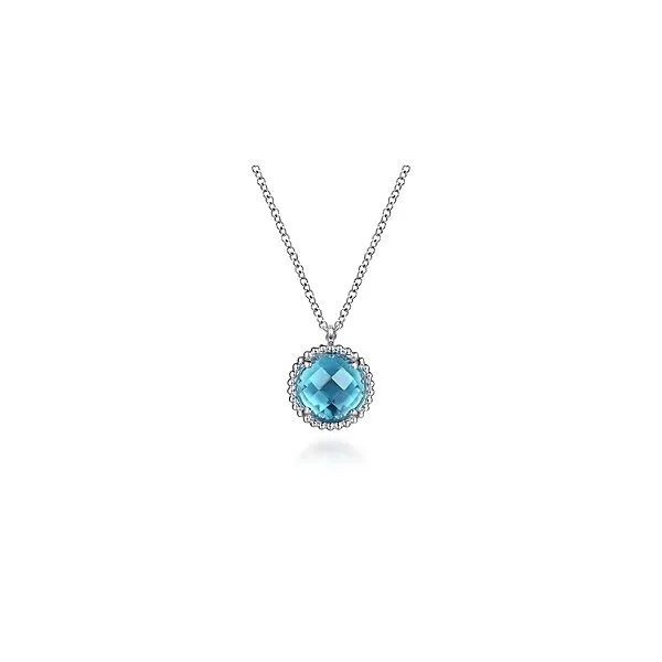 925 Sterling Silver Swiss Blue Topaz Center and Bujukan Frame Pendant Necklace Confer’s Jewelers Bellefonte, PA