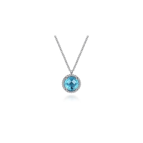 925 Sterling Silver Swiss Blue Topaz Center and Bujukan Frame Pendant Necklace Confer’s Jewelers Bellefonte, PA