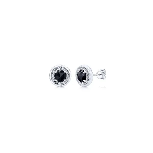 925 Sterling Silver Round Rock Crystal /Black Onyx and White Sapphire Stud Earrings Confer’s Jewelers Bellefonte, PA