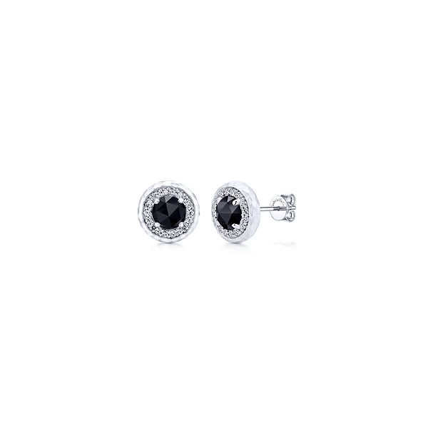 925 Sterling Silver Round Rock Crystal /Black Onyx and White Sapphire Stud Earrings Confer’s Jewelers Bellefonte, PA