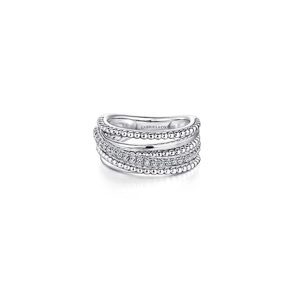 925 Sterling Silver Layered Bujukan Beaded White Sapphire Ring Confer’s Jewelers Bellefonte, PA