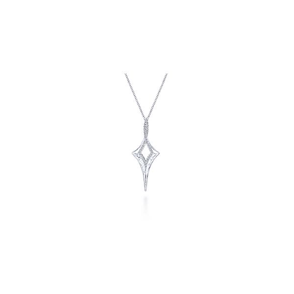 925 Sterling Silver Hammered Twisted Spiked White Sapphire Pendant Necklace Confer’s Jewelers Bellefonte, PA