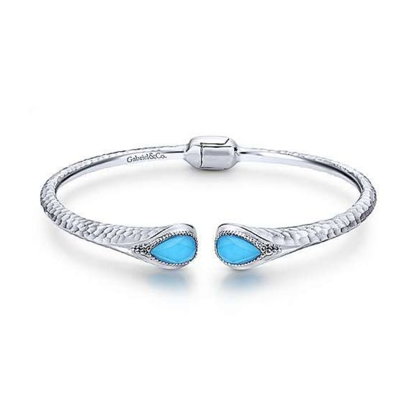 925 Sterling Silver Rock Crystal and Turquoise Split Bangle Confer’s Jewelers Bellefonte, PA