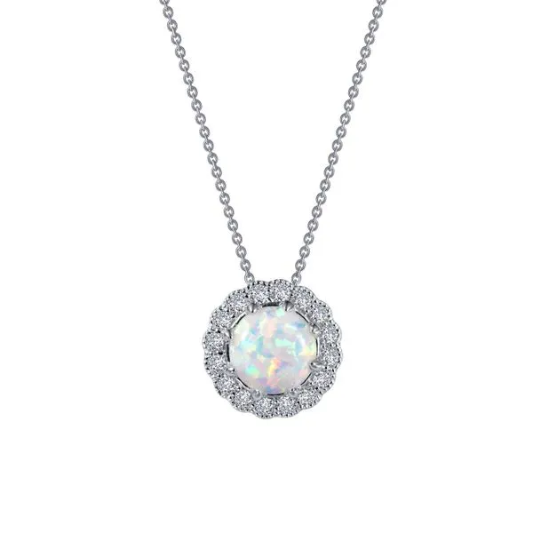 Lafonn Classic Halo Opal Pendant Necklace Confer’s Jewelers Bellefonte, PA