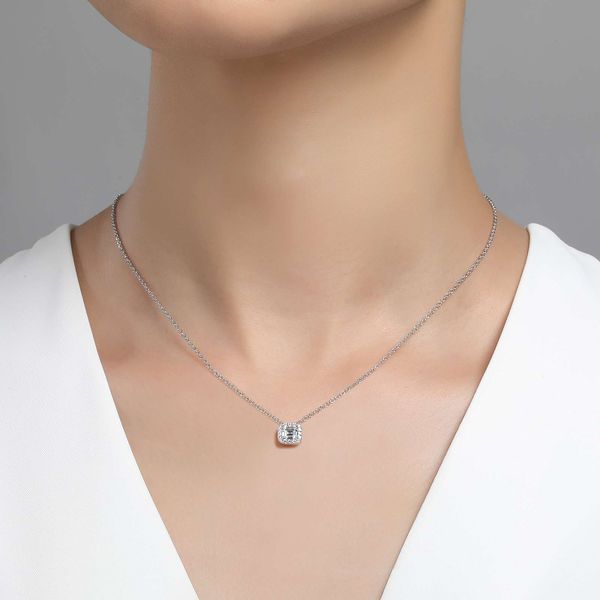 Lafonn Emerald-Cut Halo Necklace Image 2 Confer’s Jewelers Bellefonte, PA
