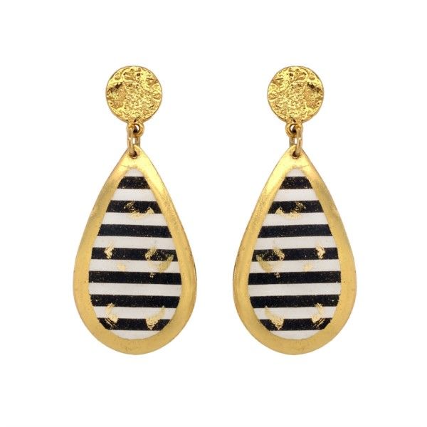 Black and White Stripe Medium Teardrop Earrings Confer’s Jewelers Bellefonte, PA