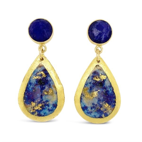 Lapis Small Teardrop Earrings with Sapphire Post Confer’s Jewelers Bellefonte, PA