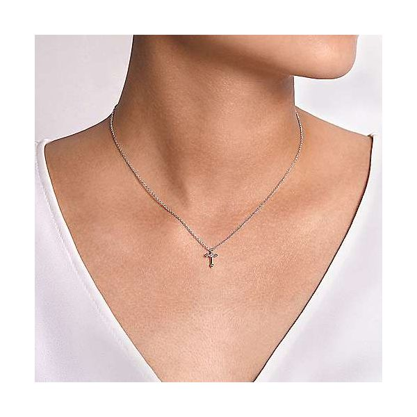 925 Sterling Silver Diamond Cross Pendant Necklace Image 2 Confer’s Jewelers Bellefonte, PA