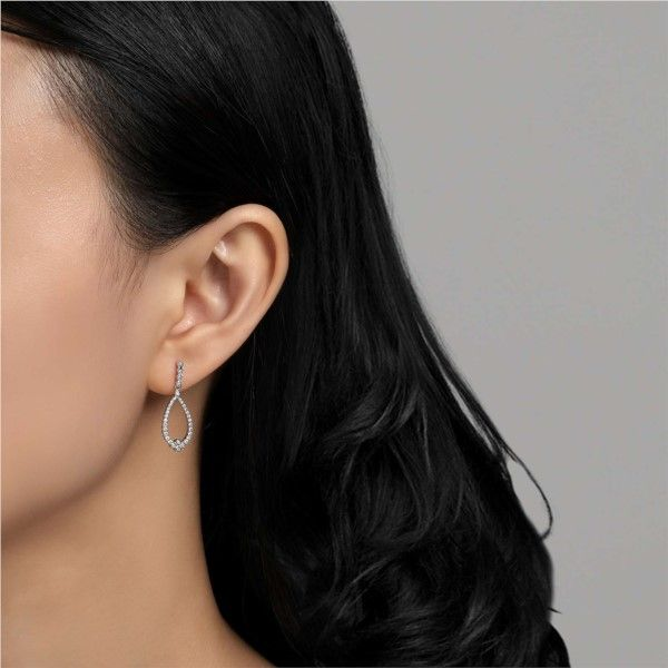 Lafonn Charming Drop Hoop Earrings Image 2 Confer’s Jewelers Bellefonte, PA