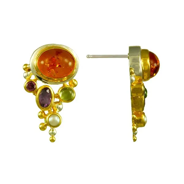 Sterling Silver Cluster Style Amber Drop Earrings Confer’s Jewelers Bellefonte, PA