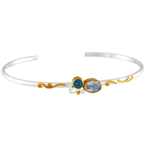 Sterling Silver Cuff Style Bracelet with Bezel Set Gemstones Confer’s Jewelers Bellefonte, PA