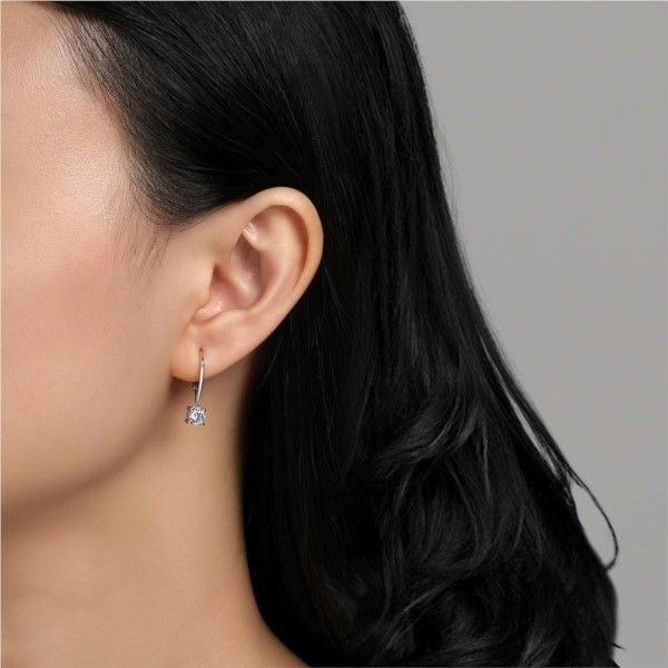 Lafonn Leverback Solitaire Drop Earrings Image 2 Confer’s Jewelers Bellefonte, PA