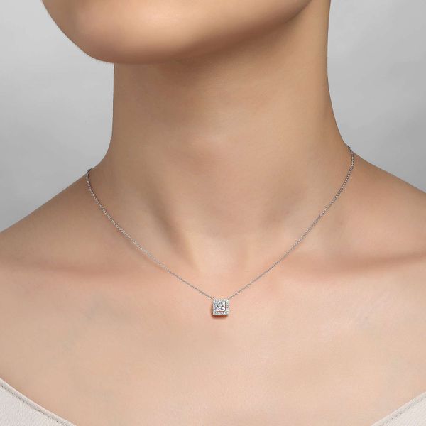 Lafonn Princess-Cut Halo Necklace Image 2 Confer’s Jewelers Bellefonte, PA