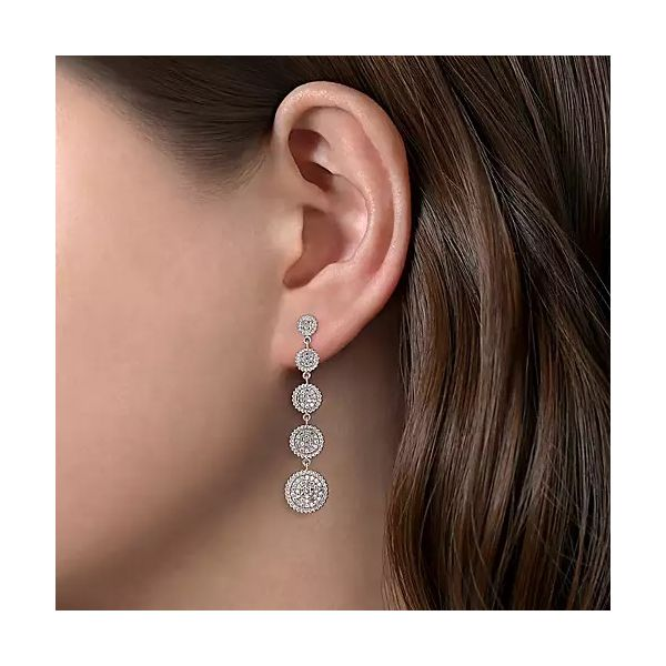 925 Sterling Silver White Sapphire Long Drop Stud Earrings Image 2 Confer’s Jewelers Bellefonte, PA