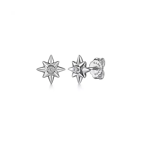 925 Sterling Silver Diamond Star Stud Earrings Image 2 Confer’s Jewelers Bellefonte, PA