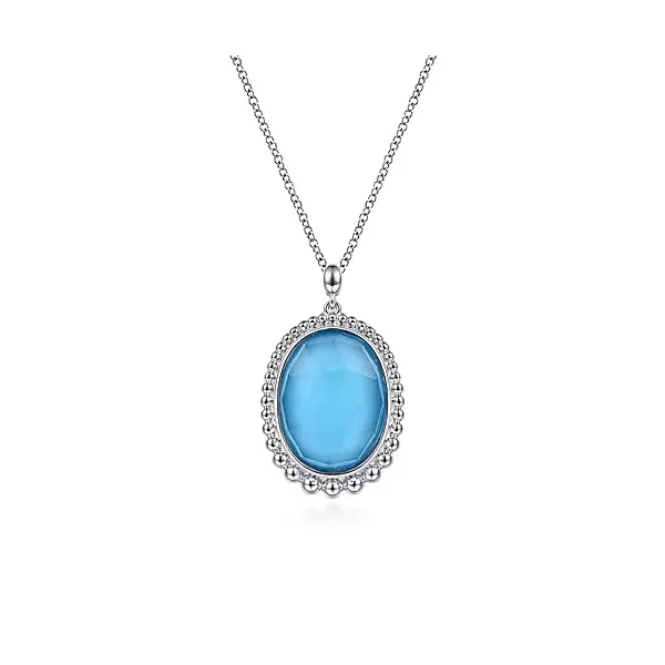 925 Sterling Silver Rock Crystal and Turquoise Pendant Necklace Confer’s Jewelers Bellefonte, PA