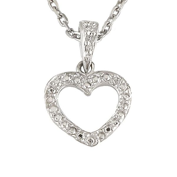 Sterling Silver Small Beaded Heart Necklace With Diamonds Confer’s Jewelers Bellefonte, PA