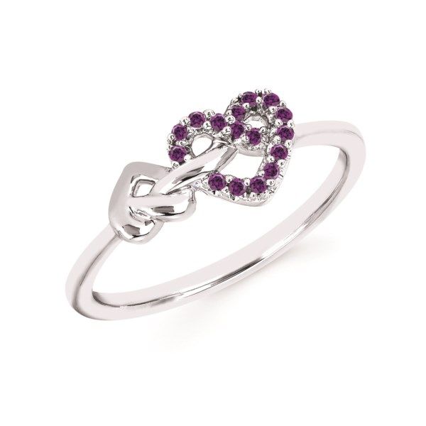 Sterling Silver Double Heart Purple Diamond Ring Confer’s Jewelers Bellefonte, PA