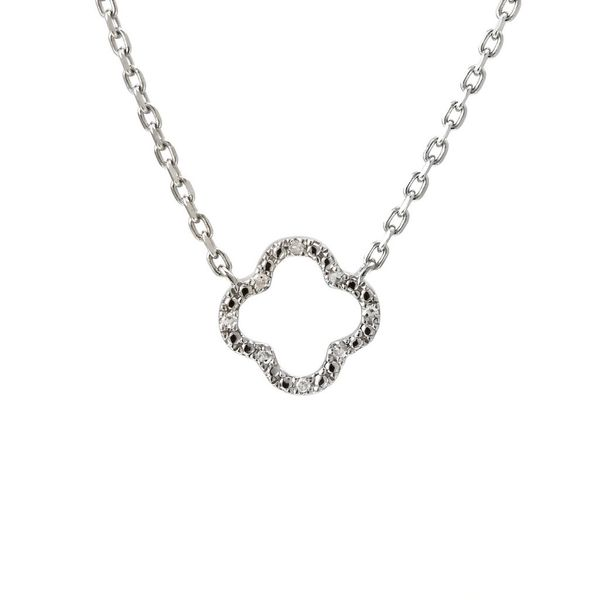 Sterling Silver Beaded Open Clover Necklace With Diamonds Confer’s Jewelers Bellefonte, PA