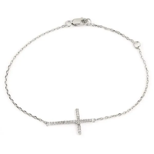 Sterling Silver Diamond Sideways Cross Bracelet Confer’s Jewelers Bellefonte, PA