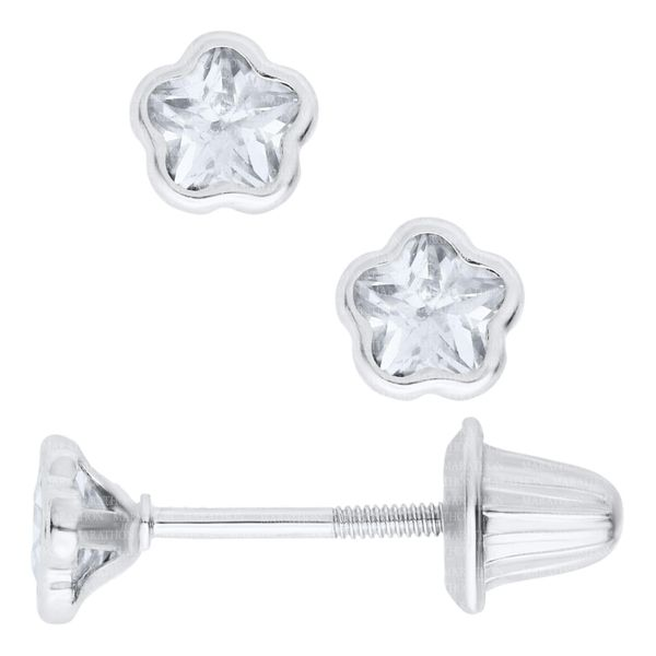 Sterling Silver White CZ Flower Earrings Confer’s Jewelers Bellefonte, PA