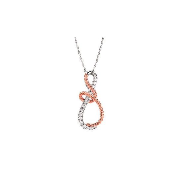 Sterling Silver and 10 Karat Rose Gold Diamond Love Knot Pendant Confer’s Jewelers Bellefonte, PA