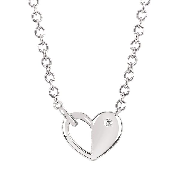 Sterling Silver Open Heart Necklace With A Single Diamond Confer’s Jewelers Bellefonte, PA