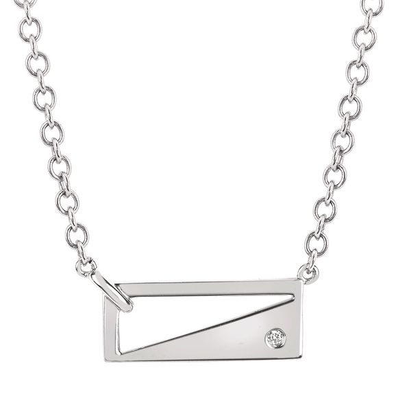 Sterling Silver Cutout Bar Necklace With Diamond Confer’s Jewelers Bellefonte, PA