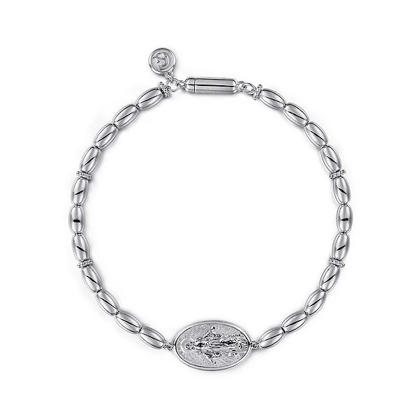 925 Sterling Silver Plain Oval Beads Saint Mens Bracelet Confer’s Jewelers Bellefonte, PA