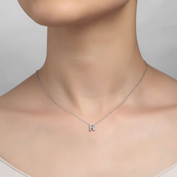 Lafonn Letter R Pendant Necklace Image 2 Confer’s Jewelers Bellefonte, PA
