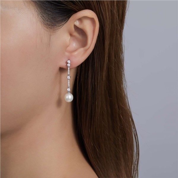 Lafonn Cultured Freshwater Pearl Earrings Image 2 Confer’s Jewelers Bellefonte, PA