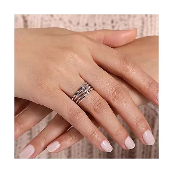 925 Sterling Silver Bezel Set Diamond Station Layered Ring Image 2 Confer’s Jewelers Bellefonte, PA
