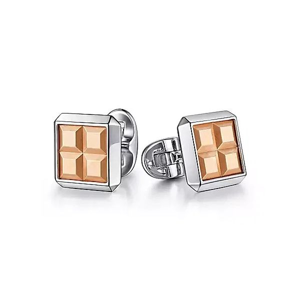Sterling Silver Square Cufflinks with 14K Rose Gold Squares Confer’s Jewelers Bellefonte, PA