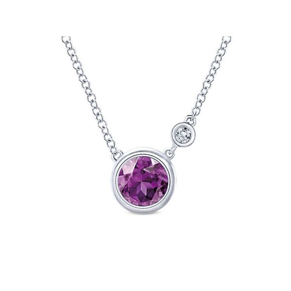 925 Sterling Silver Bezel Set Amethyst and Diamond Pendant Necklace Confer’s Jewelers Bellefonte, PA