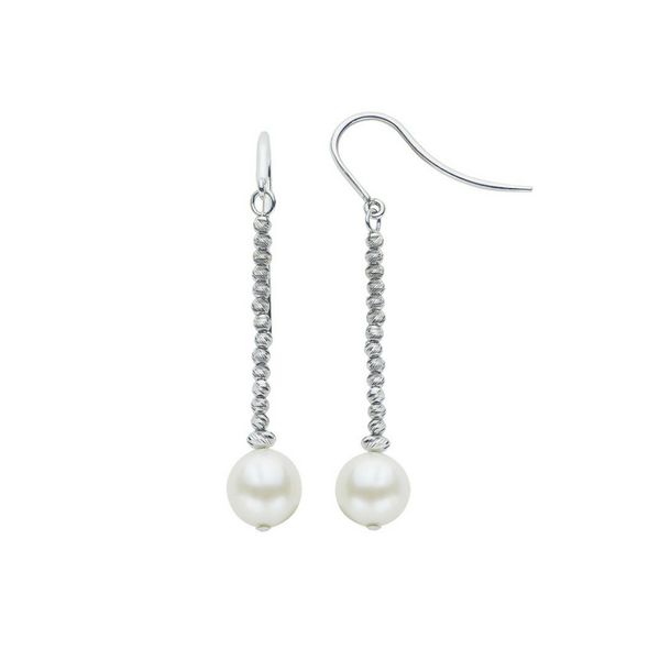 Sterling Silver 8-8.5Mm Freshwater Pearl And Brilliance Bead Dangle Earrings Confer’s Jewelers Bellefonte, PA