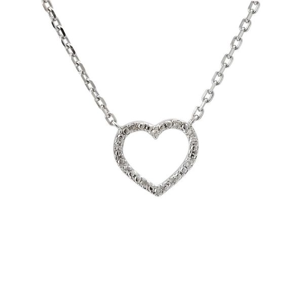 Sterling Silver Beaded Open Heart Necklace With Diamonds Confer’s Jewelers Bellefonte, PA