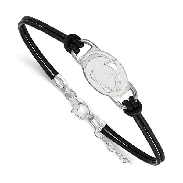 Sterling Silver LogoArt Penn State University Black Leather Bracelet Confer’s Jewelers Bellefonte, PA