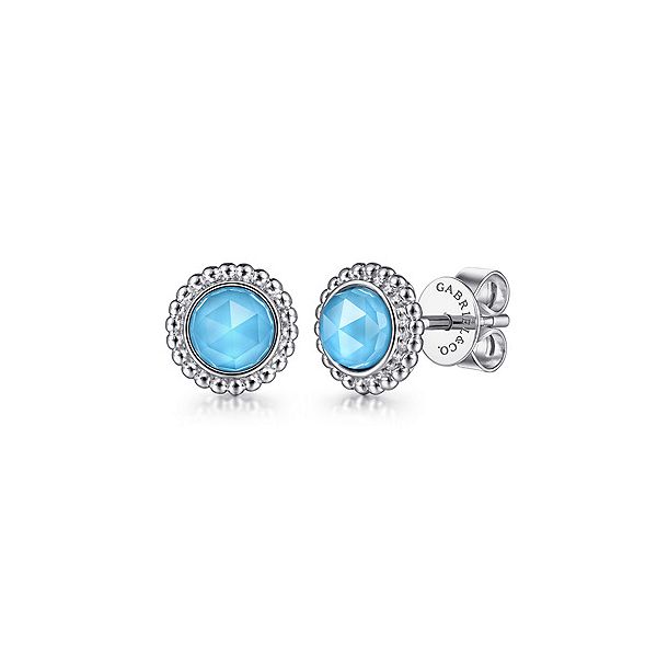 925 Sterling Silver Round Rock Crystal/Turquoise Stud Earrings Confer’s Jewelers Bellefonte, PA