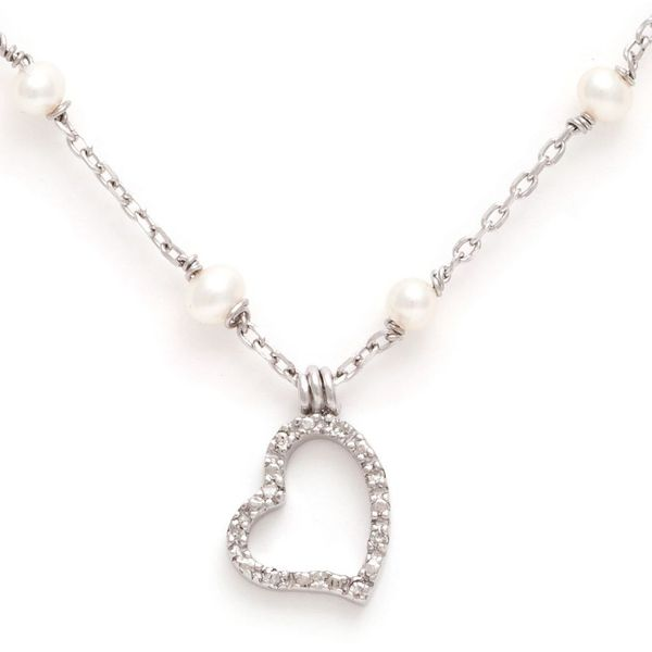 Sterling Silver Diamond Heart Pendant On Pearl Chain Confer’s Jewelers Bellefonte, PA