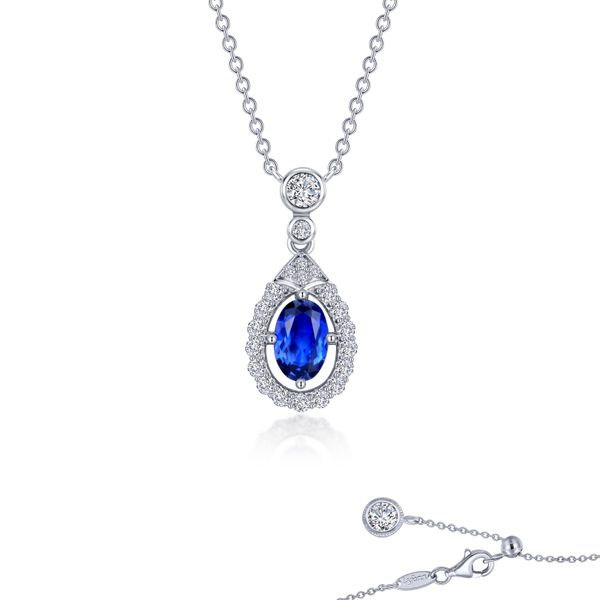 Lafonn Fancy Lab-Grown Sapphire Halo Necklace Confer’s Jewelers Bellefonte, PA