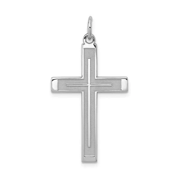 Sterling Silver Rhodium-plated Laser Designed Cross Pendant Confer’s Jewelers Bellefonte, PA