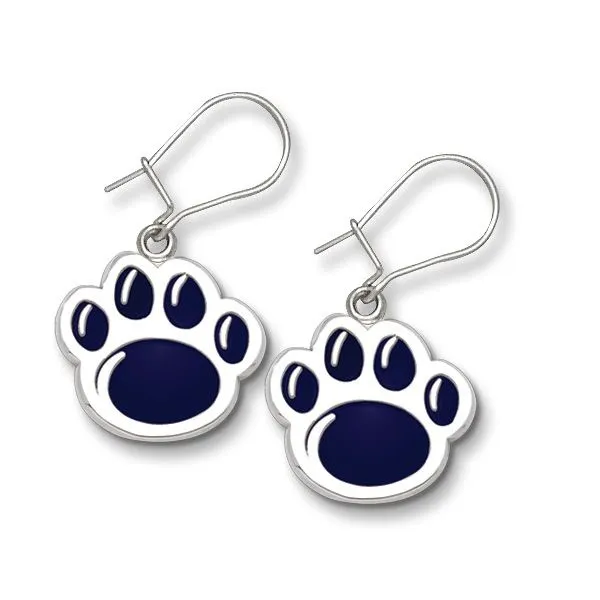 Sterling Silver PSU Enameled Paw Print Dangle Earrings Confer’s Jewelers Bellefonte, PA