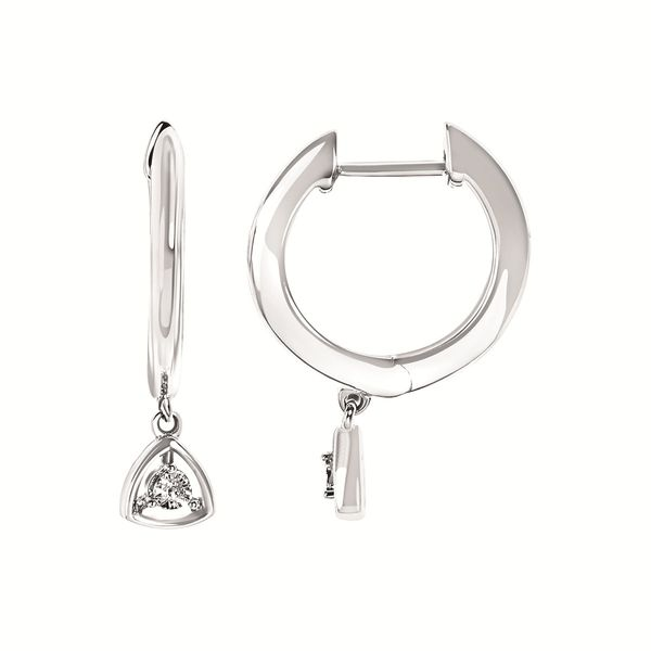 Sterling Silver Huggie Hoops With Diamond Dangle Confer’s Jewelers Bellefonte, PA