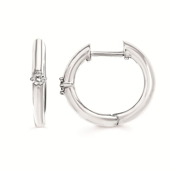 Sterling Silver Huggie Hoops With Diamonds Confer’s Jewelers Bellefonte, PA
